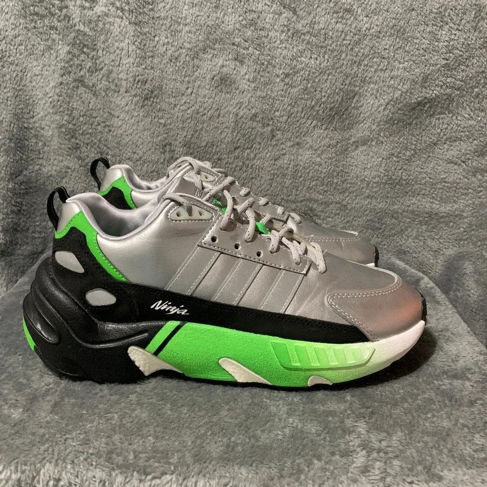 Adidas Kawasaki Ninja ZX22 Boost Silver Green Mens Sneakers GW2125 Size 8